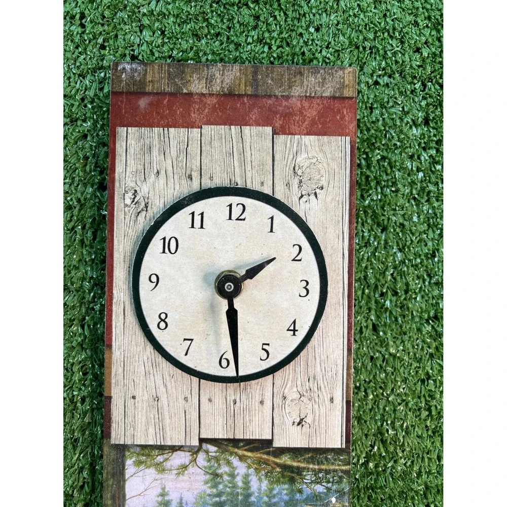 Rustic Wooden‎ Wall Clock Bear Cub Lodge Cabin Country Home Decor